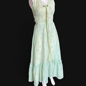 Nadine Vintage Green Ditsy Floral Prairie Dress